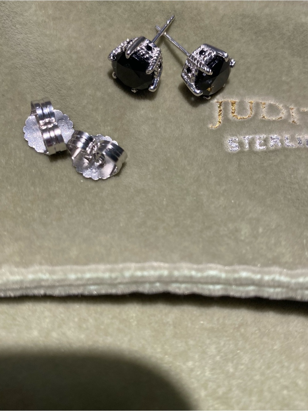 Judith Ripka black spinel ( like black diamonds )Classic Stud Earrings -